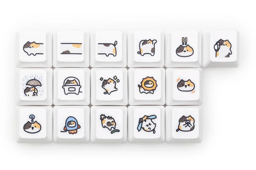 Cute Little Calico Cat Keycap Kitty Meme Keycap Dye Subbed keycaps for mx stem Gaming Mechanical Keyboards Orange White Black